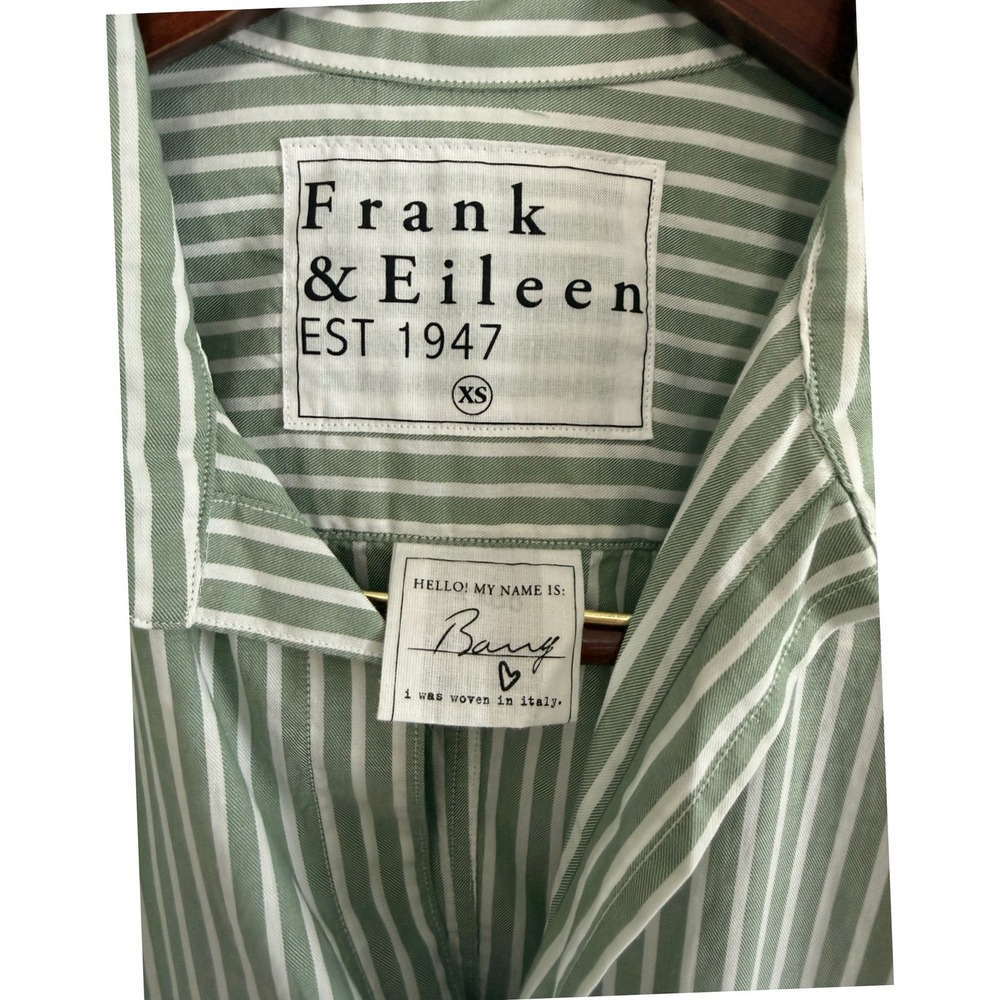 Frank & Eileen Barry Stripe Tailored Green White Button Down Shirt Cotton SZ XS - Picture 9 of 11